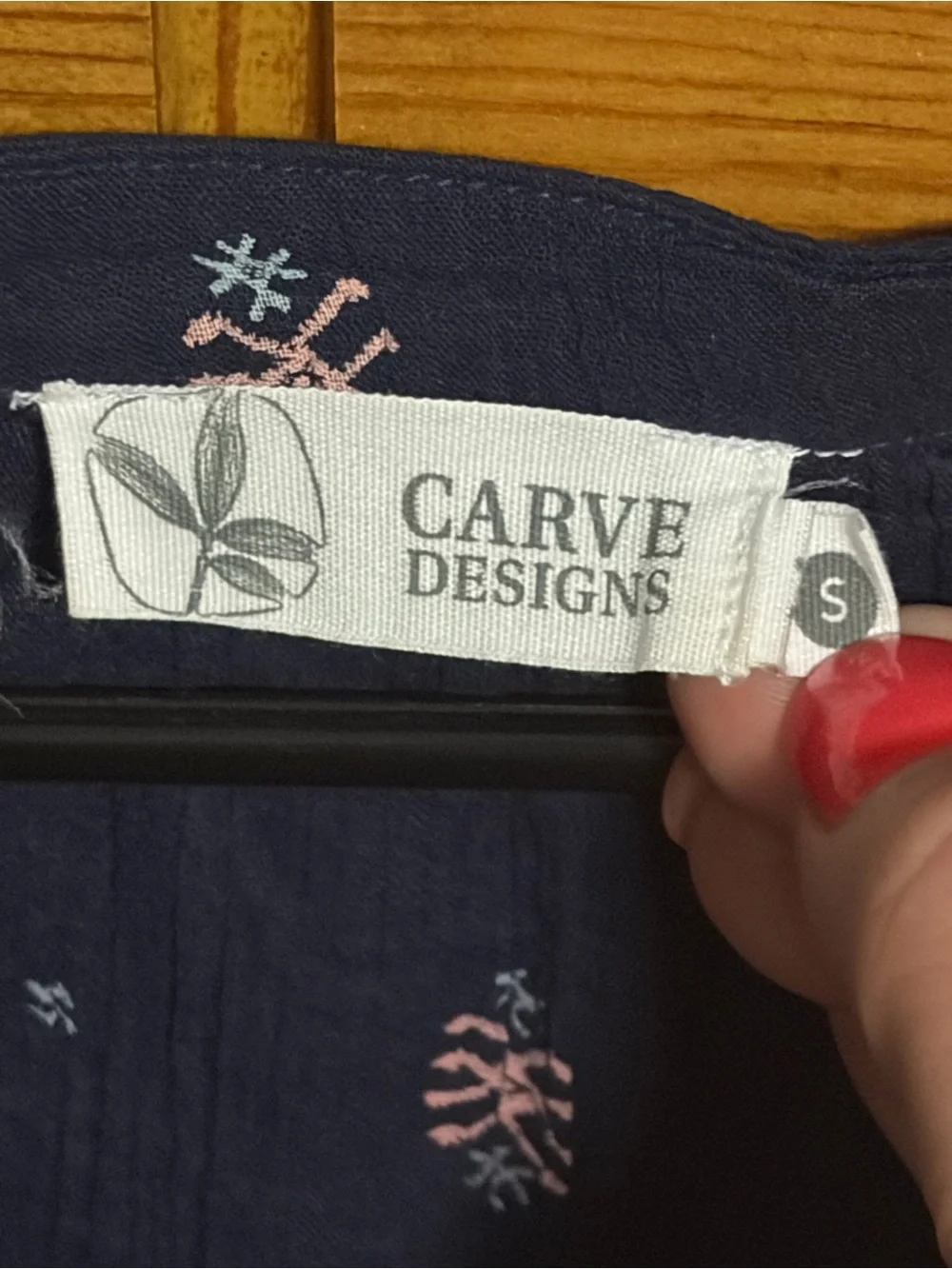 Carve Designs Navy Sleeveless Embroidered V-Neck Blouse